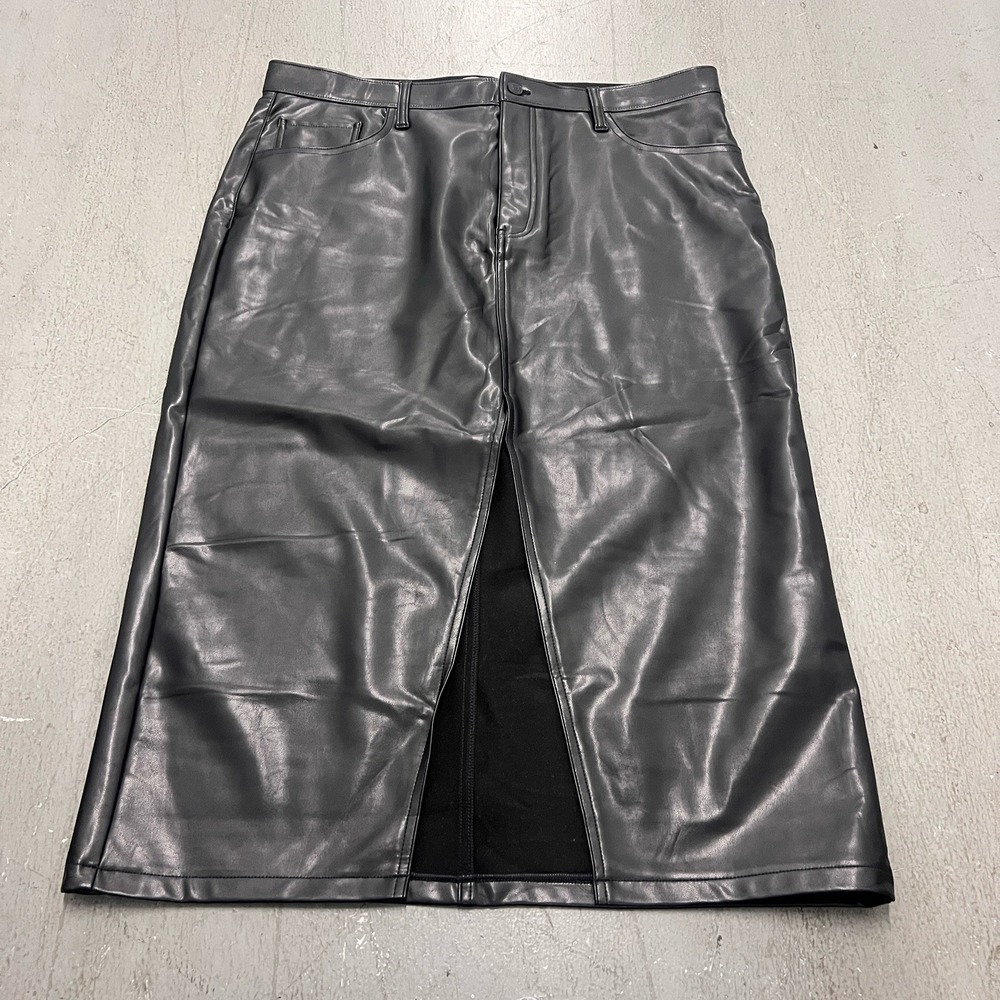 Abercrombie & Fitch Skirt Size 33 Faux Leather Midi Front‎ Slit Night Out Modest